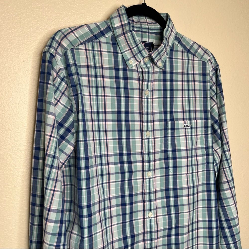 Vineyard Vines Shep and Ian Classic Fit Tucker Shirt Blue Green Plaid Men Medium - Picture 2 of 13